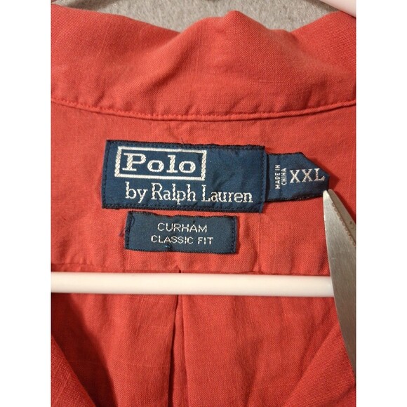 Polo Ralph Lauren Curham Linen Shirt Men's 2X Coral Loop Collar Short Sleeve - Picture 3 of 7
